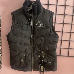 Harley Davidson Black  Puffer Vest with Embroidered Logo